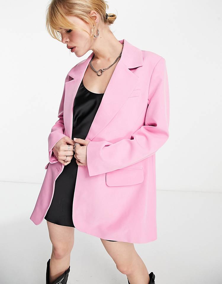 Only oversized blazer in pink